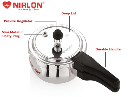 Image of NIRLON Handi Aluminium Outer Lid Induction Base Pressure Cooker 1.5 Litrer (Silver)