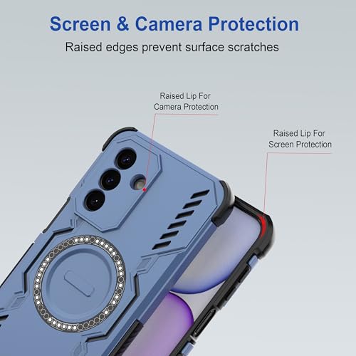 Image of Zapcase Back Case Cover for Samsung Galaxy A27 5G | Magnetic Case with Built-in Metal Ring | Supports MagSafe Charger, Wallet & Car Mount | Shockproof Hybrid PC + TPU | Blue