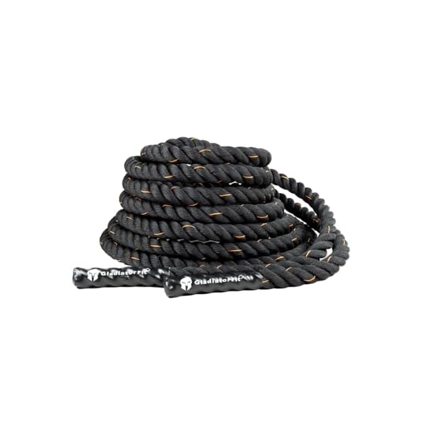 Corde de Combat Battle Rope Ondulatoire en Polyester – Idéale pour Entraînement Complet Puissance Résistance et Cardio – Prise en Main Sécurisée – Polyvalence Musculaire