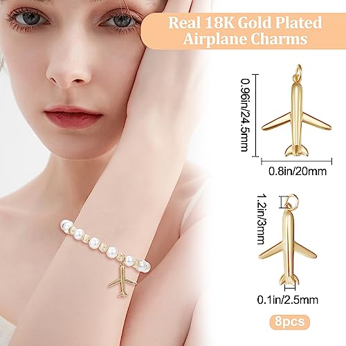 Beebeecraft 1 Box 8Pcs Airplane Charms 18K Gold Plated Aircraft Pendants Charms with Jump Rings for DIY Jewellery Gift Bracelets Necklaces Making - Image 2
