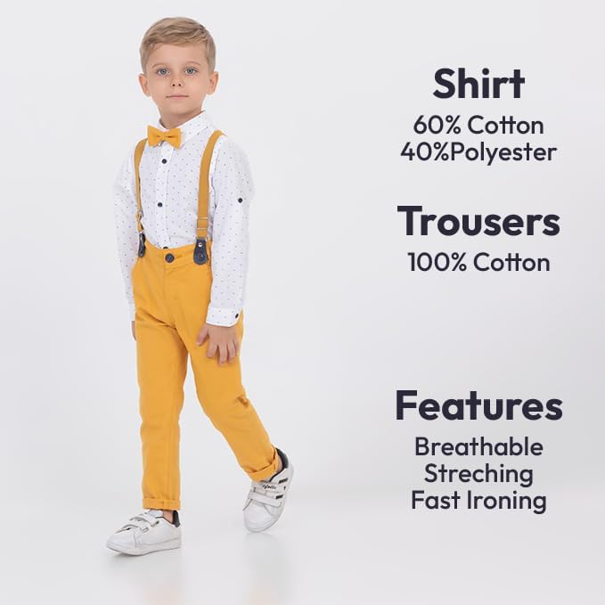 Boys Formal Outfit with Shirt, Pants, Suspenders, Bow Tie - Toddler Suit for Boys, Baby Suit - Image 6