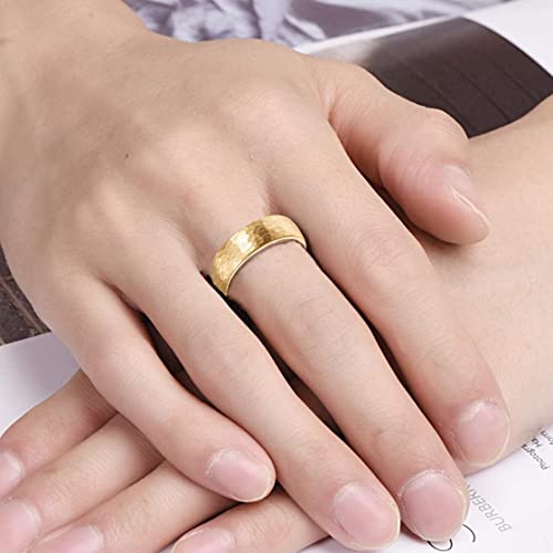 Vakki Gold Hammered Tungsten Ring 6mm/8mm Wedding Band for Men Women Hammered Finish Comfort Fit Size 5-124