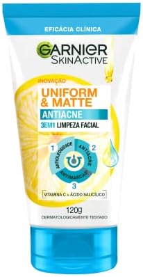Garnier Uniform & Matte, Sabonete Facial 3 em 1 Antiacne, Tratame...