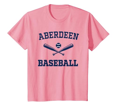 Aberdeen Baseball Athletic Sports Fan T-Shirt, Youth, Pink, Medium