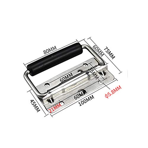 BOZONLI 2pcs Box Handle Spring Folding Handle Toolbox Flight Case Handle Stainless Steel Folding Chest Handle 10 x 4.5 cm - Image 2
