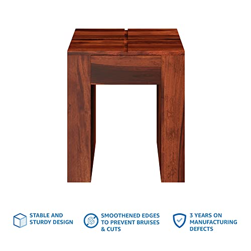 Image of STRATA FURNITURE Solid Sheesham Wood Vog Modern Side Table with 1 Drawer Storage | Space-Saving Wooden Bedside Table Furniture | Nightstand for Living Room Home (Honey Finish)