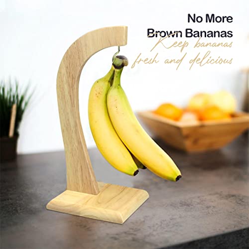 Flatro Banana Holder with Durable Hook - 100% Rubberwood Banana Tree | Wooden Banana Hanger Stand to Keep Bananas Fresh – Sleek and Sturdy Design for Fruit Storage at Home, Kitchen, and Bar - Image 7