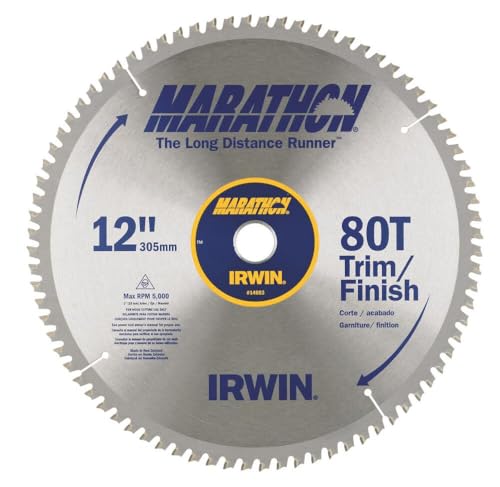 IRWIN Tools MARATHON Carbide Table/Miter Circular Blade, 12-Inch, 80T (14083)