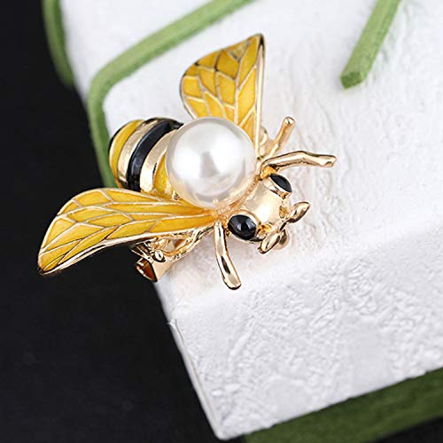 Ayecehi Honey Bee Brooch For Women Crystal Insect Themed Bee Brooch Fashion Mother Of Pearl Brooch Pins Gold Tone #TOP2