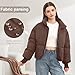 Women’s Winter Cropped Puffer Jacket Coat Casual Quilted Baggy Long Sleeve Zip Down Jackets Outerwear (US, Alpha, Medium, Regular, Regular, Coffee)