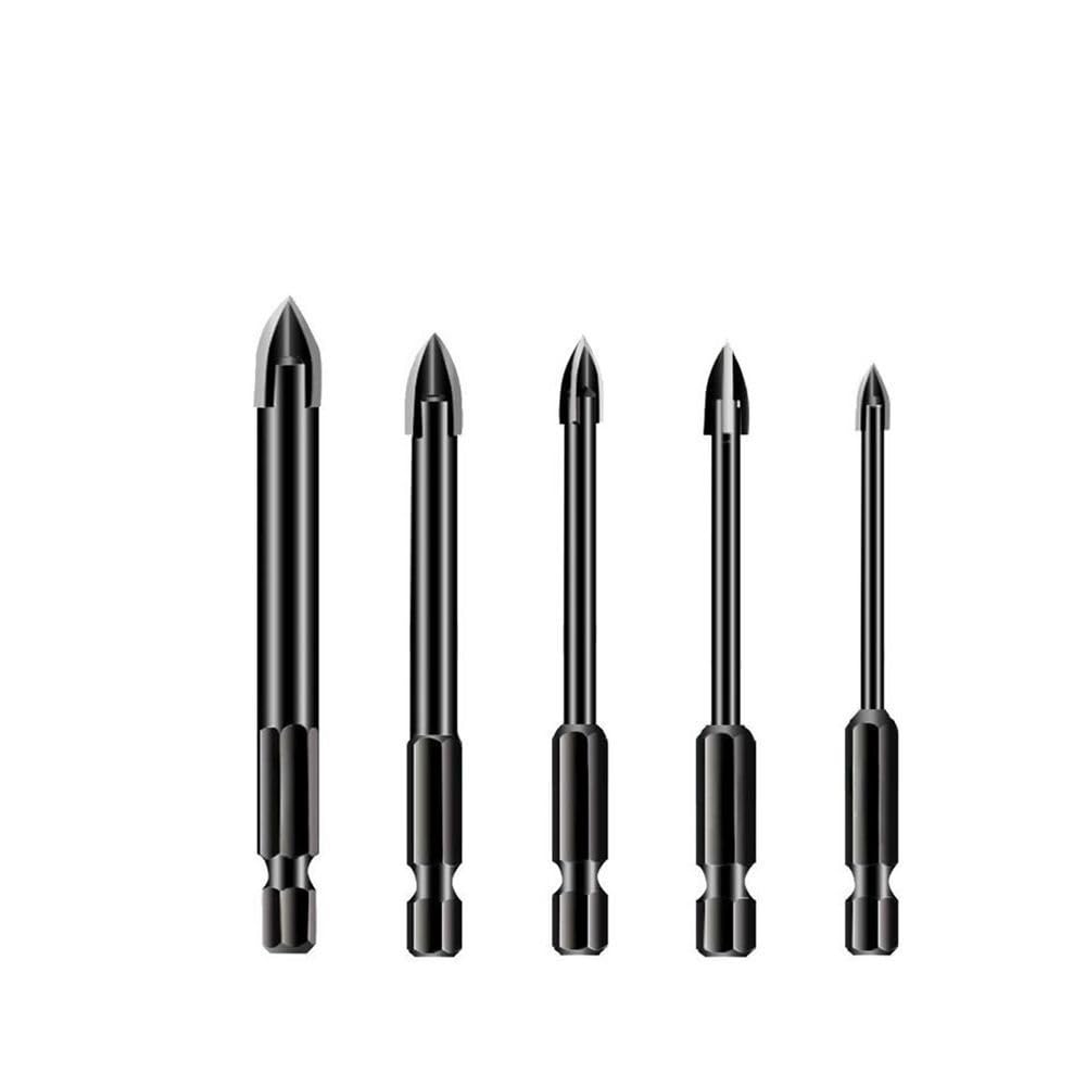 5 pezzi 3-12mm croce esagonale punte da trapano for piastrelle set for vetro cemento ceramica apri foro mattone duro lega Krachtige triangolo bit strumento(5Pcs 6mm)