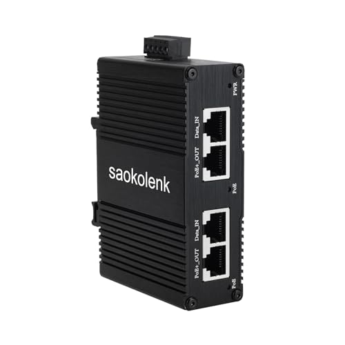 Industrial PoE Injector 30W Power Over Ethernet Adapter Din Rail Mount 2 Ports Gigabit PoE Adapter IEEE802.3af/at/bt 12-56V DC o 12-36V AC (30W) miniatura 1