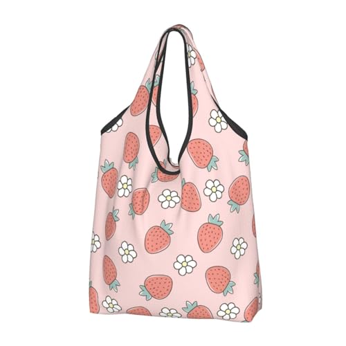 Sac d'épicerie réutilisable VOSERY noir à motif fraise et fleurs lot de 3