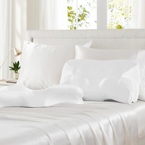 P Pothuiny Satin Pillowcase for Cervical Pillow, Smooth Neck Pillow Case Cover Silky Soft Contour Cervical Pillow Cover with Zipper (Ivory White) by P Pothuiny - Image 2
