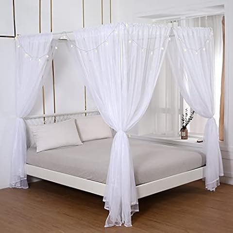 Akiky Princess Canopy Bed Curtains Set with Lights Cover