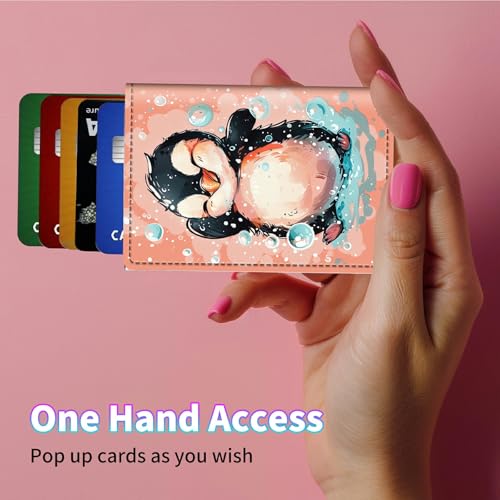 RFID Blocking Card Holder Wallet Billeteras de Hombres, Pop Up Minimalist Wallet for Men Women, Large Capacity Smart Wallet fit Money, ID Card, Driver's License, Penguin4