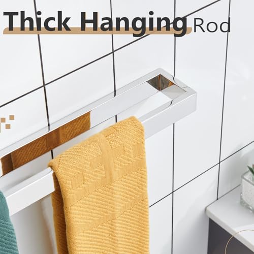 Image of KOKOSIRI Towel Holder Chrome Bath Towel Bar Rack 24-Inch Kitchen Holder Polished Stainless Steel for Bathroom Hardware Wall Mounted, 1 Pack B4008CH-L24