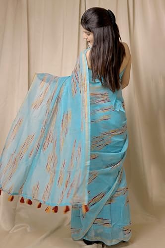 Image of MIRCHI FASHION Women Saree Cotton Abstract Printed | Lightweight Comfortable Sari for Office and Regular Daily Wear with Matching Blouse Piece