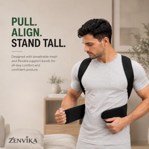 Image of Posture Corrector Belt for Men & Women (M-L (30 inch -34 inch)) | Back Support Belt for Back Pain Relief Adjustable Shoulder Support for Office, Work, Driving & Daily Wear