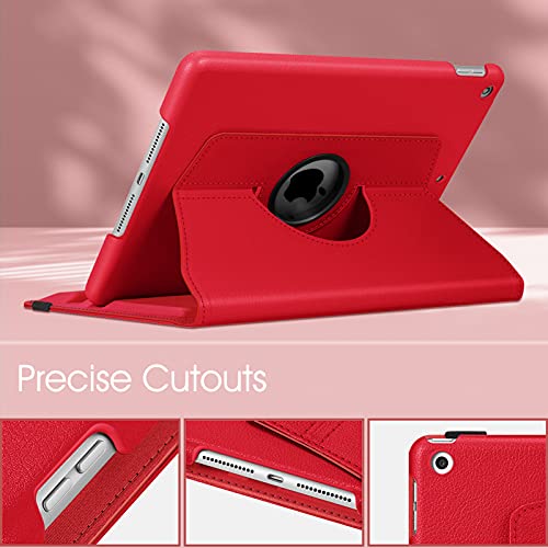 Image of Fintie Rotating Case for iPad 9th Generation (2021) / 8th Generation (2020) / 7th Gen (2019) 10.2 Inch - 360 Degree Rotating Stand Cover with Pencil Holder, Auto Wake Sleep, Red