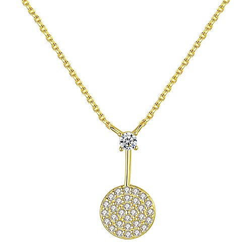 Collier pendentif rond plaqué or 18k pour femme avec zircon transparent raffiné