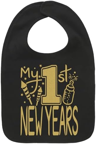 Aiden's Corner Cute Handmade Holiday Baby 1st New Year Bibs - Infant Boy Girl Gold Flake My First New Years Bib