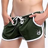 Material: Baumwolle YUNGYE Cotton Sommermens Startseite Schlaf Bottoms Gymnastik-Sport-Laufen & Heim Freizeit Lounges Boxershorts Pouch Stickerei Unterhos (Color : Dark Green, Size : L)