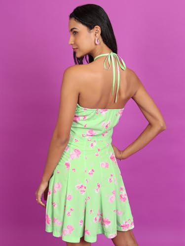 Image of Tokyo Talkies Women's Sleeveless Halter Neck Printed Dresses | Stylish Dresses | Casual Dresses