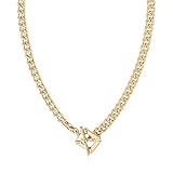 CIUNOFOR Square Toggle Clasp Chain Necklace Chunky Miami Cuban Link for Women Girls 18K Gold filled