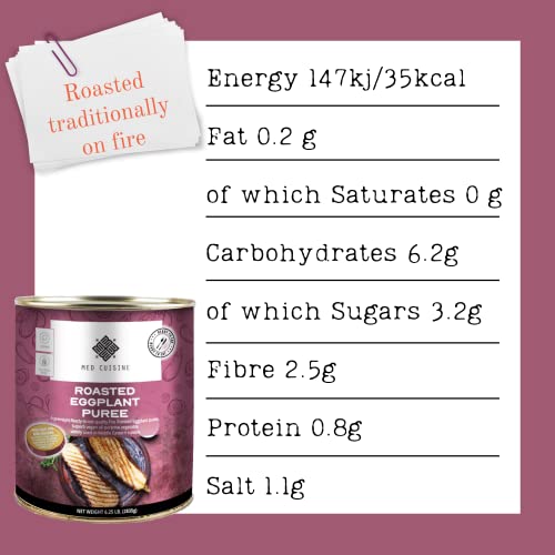 Med Cuisine Roasted Eggplant Purée| 6 Lb | Ready-To-Eat| Vegan| Smokey Flavour| Superb| Dip| Spread| Perfect For Baba Ganoush #TOP5