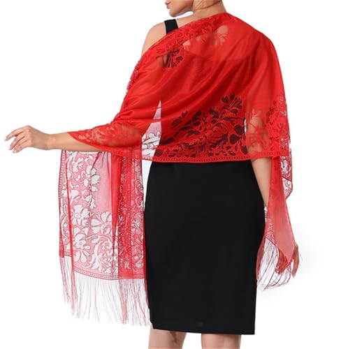 HeiBai Xiong Lace Shawl Women Sheer Mesh Fringe Vintage Boho Banquet Wraps3
