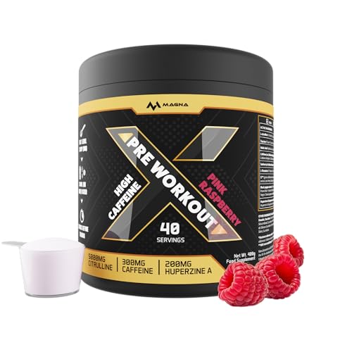 Magna X All-in-One Pre Workout Powder Drink with Caffeine & Citrulline | Pink Raspberry Flavour | Makes 40 Drinks (400g) Magna X All-in-One Pre Workout Powder Drink with Caffeine & Citrulline | Pink Raspberry Flavour | Makes 40 Drinks (400g)