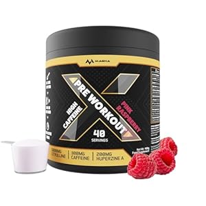 Magna X All-in-One Pre Workout Powder Drink with Caffeine & Citrulline | Pink Raspberry Flavour | Makes 40 Drinks (400g)