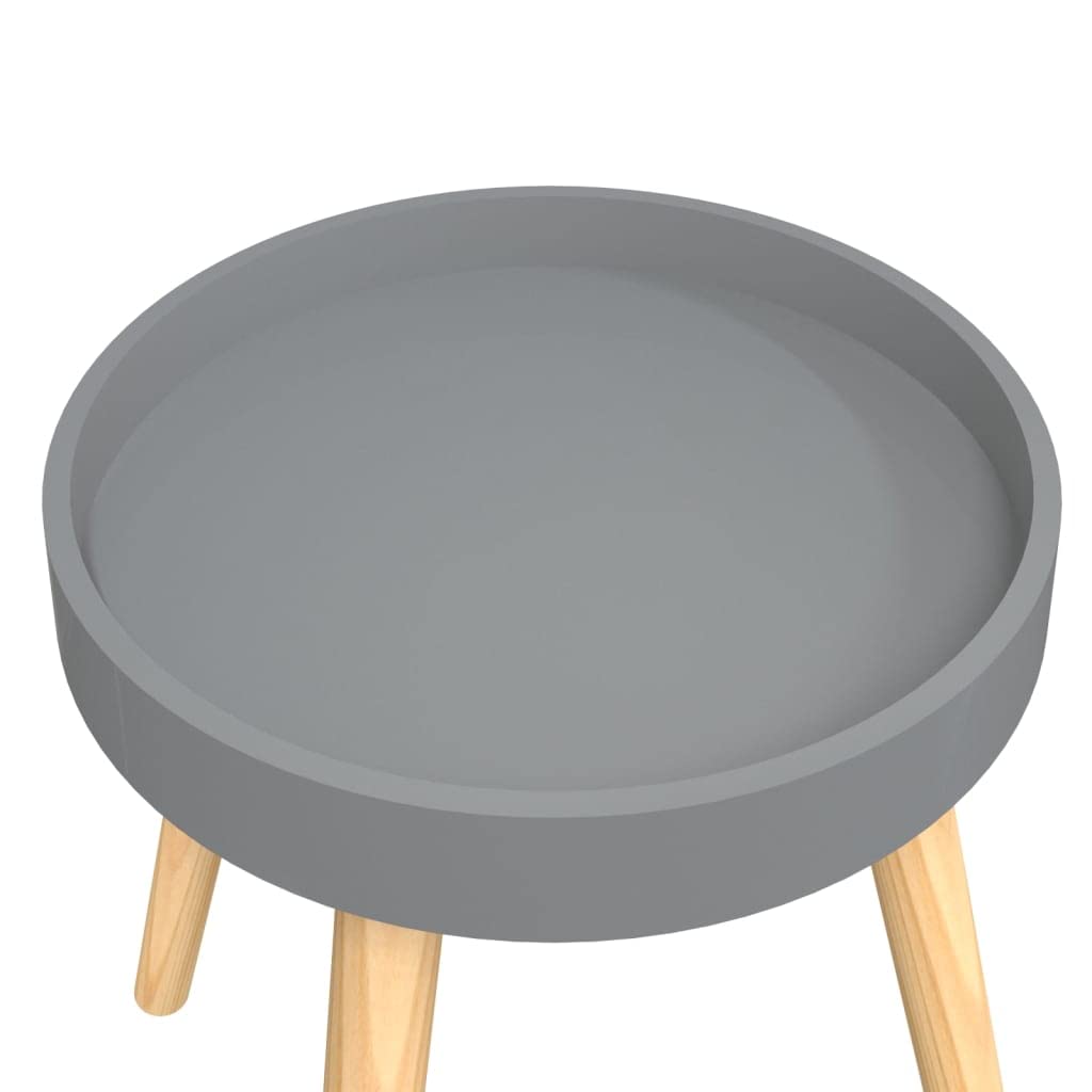 Stolik pomocniczy szary 38x38x40 cm Drewno inżynieryjne | Nogi z litego drewna sosnowego, skandynawski design, do salonu lub sypialni, instrukcja obsługi w zestawie