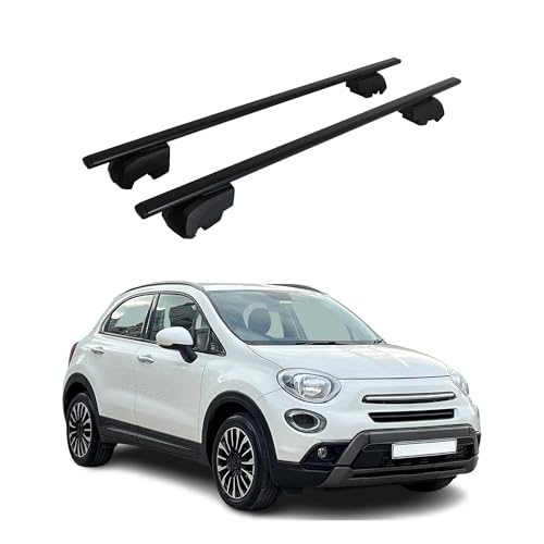 Barre Portatutto Portapacchi Compatibili con Fiat 500X 2015-2022, Barre da Tetto Auto, Portabici Parti Tetto Acciaio Alta Qualità Nero 2 TLG 75 kg