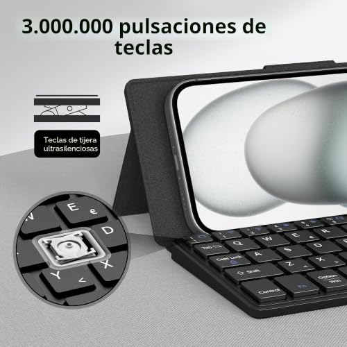 Teclado Bluetooth ultrafino CACOE para estudiar y trabajar con soporte de móvil integrado 7