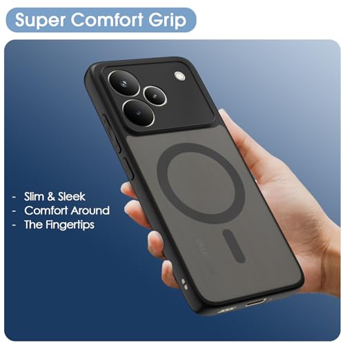 Image of Amazon Basics Back Cover for Realme P4 Pro 5G Compatible with Mag-Safe Smoke Back | Shockproof Design | Hard Transparent Back Case (Black Smoke Mag-Safe)