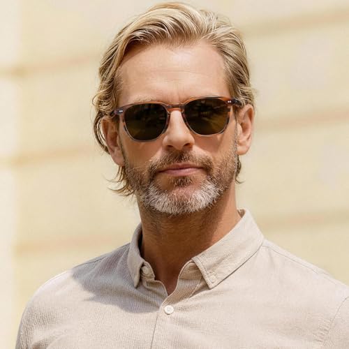 Image of CARFIA Retro Cool Acetate Polarized Sunglasses for Men UV Protection, Outdoor Fashion Driving Eyewears Male Square Sunnies