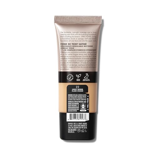 Image of e.l.f. Soft Glam Liquid Foundation, Medium Coverage, Long-Lasting & Buildable Foundation For A Smooth, Satin Finish, Vegan & Cruelty-Free, 22 Light Warm