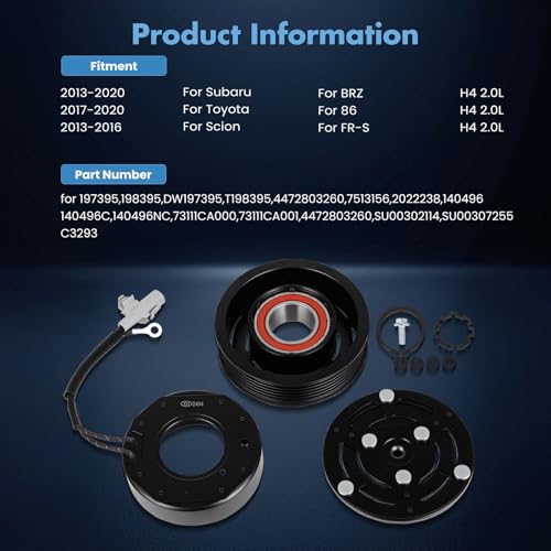 Image of ECCPP AC Compressor Clutch Kit for Scion FR-S 2.0L 2013-2016