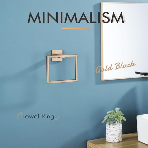 Image of KOKOSIRI Towel Ring Holder Bathroom Lavatory Hand Towel Rack Wall Mount Bathroom Hardware Champagne Bronze Stainless Steel, B3004CPG