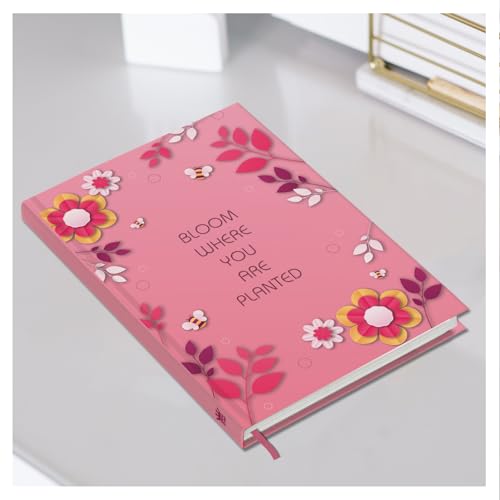 Image of Hard Bound Notebook for Girls & Women | A5 Ruled Journal | 192 Pages | 80 GSM Premium Paper | Designer Laminated Cover | Ribbon Bookmark | Notebook for School, College, Office, Journaling & Note Taking (DM4015)