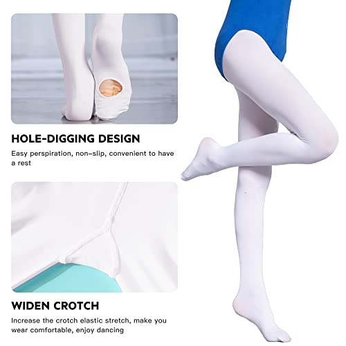 Heth Ballet Tights For Girls - Dance Tights Convertible Tight Ultra Soft (White,2Pcs,X-Large) #TOP2