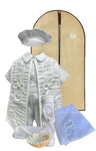 Recopilación de Ropa de bautizo para Bebé del mes. 44 Kit Bautizo Niño Elegante Más Kit Vela Y Sábana: Mod Misael (Blanco, T1: 3-12 Meses)