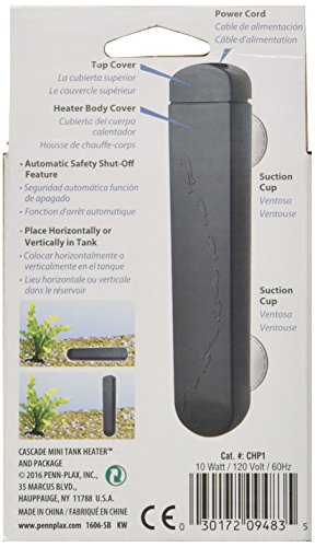 Penn-Plax Cascade Mini Fish Tank Heater – Fully Submersible – Great For Freshwater And Saltwater Aquariums – 4” Length – 10 Watt #TOP2