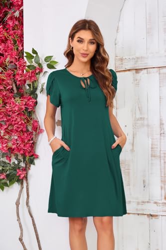 Image of Women's Summer Dresses 2026 Casual T Shirt Dress Short Sleeve A-Line Dress Loose Sundress Swing Dress with Pockets