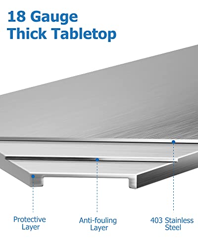 Stainless Steel Work Table 30" x 18" with Undershelf & Caster Wheels, [NSF Certified][Heavy Duty] Commercial Kitchen Prep Table for Home, Restaurant, Hotel, Silver