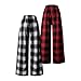 Nivne Tco 2pcs Tween Girls Pants Set Fashion Check Pattern Baggy Elastic Waist Wide Leg Plaid Sweatpants (US, Age, 12 Years, Black+Red)