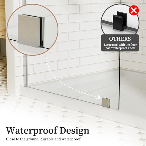 Image of 36 inch W x 76 inch H Fixed Glass Shower Panel, Frameless Shower Glass Panel with Nano Coating,5 /16 inch (8mm) Clear SGCC Tempered Glass Panel for Walk In,Chrome