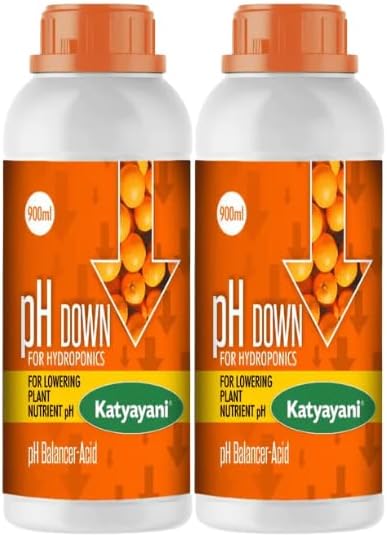 Katyayani pH Down for Hydroponics | pH Control Solution for Nutrient Adjustment | Improves Nutrient Uptake | Suitable for All Hydroponic Systems | Easy to Use Liquid Formula 900ml x 2